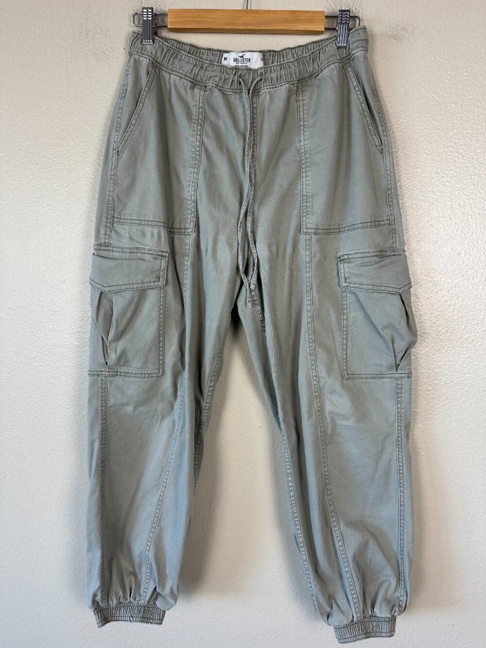 Hollister Women's Medium Cargo Pants Jogger High Rise Baggy Utility Sage Green - Picture 3 of 5